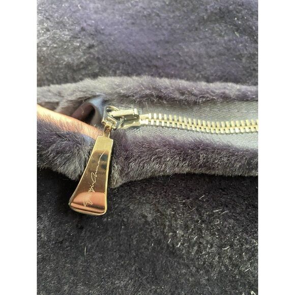 Giorgio Armani Vest Zip Mongolian Lamb IT 48 US 12 Sheared Fur Navy Blue Black - Picture 6 of 6